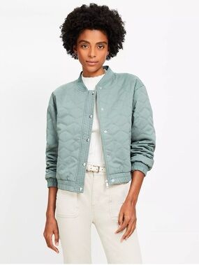 LOFT Quilted Sage Green Bomber Jacket